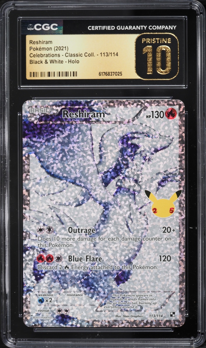 2021 Pokemon SWSH Celebrations Classic Collection Full Art Reshiram #113 CGC 10 PRISTINE