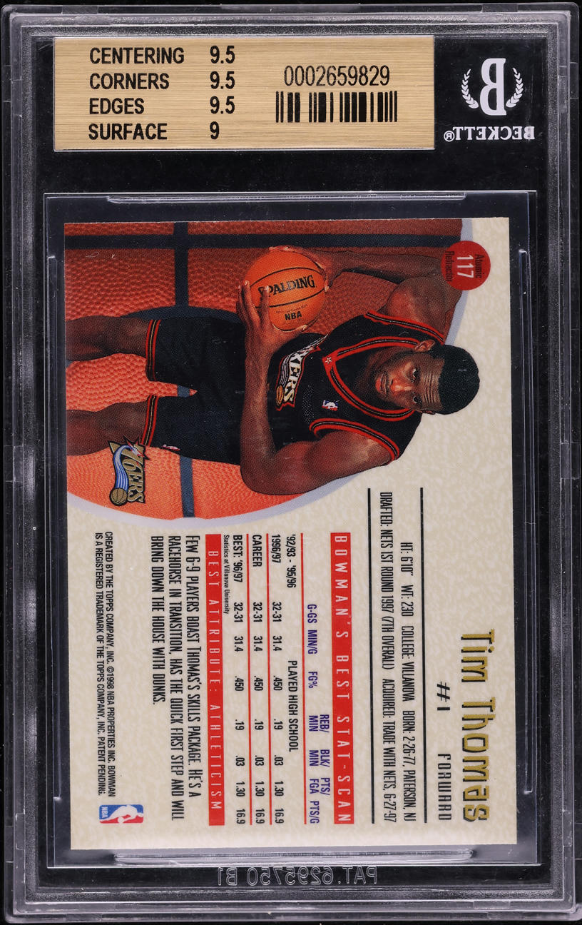 1997 Bowman's Best Atomic Refractor Tim Thomas #117 BGS 9.5 GEM MINT