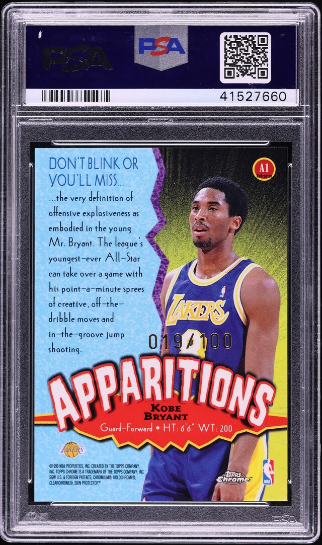 1998 Topps Chrome Apparitions Refractor Kobe Bryant /100 #A1 PSA 10 GEM MINT