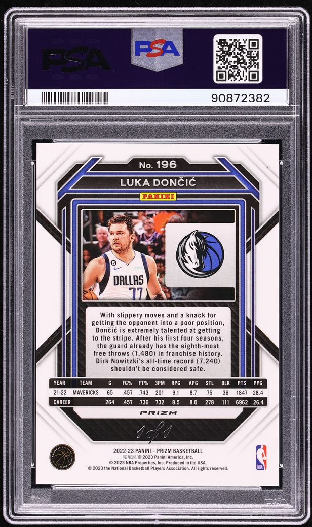 2022 Panini Prizm Nebula Choice Luka Doncic 1/1 #196 PSA 10 GEM MINT