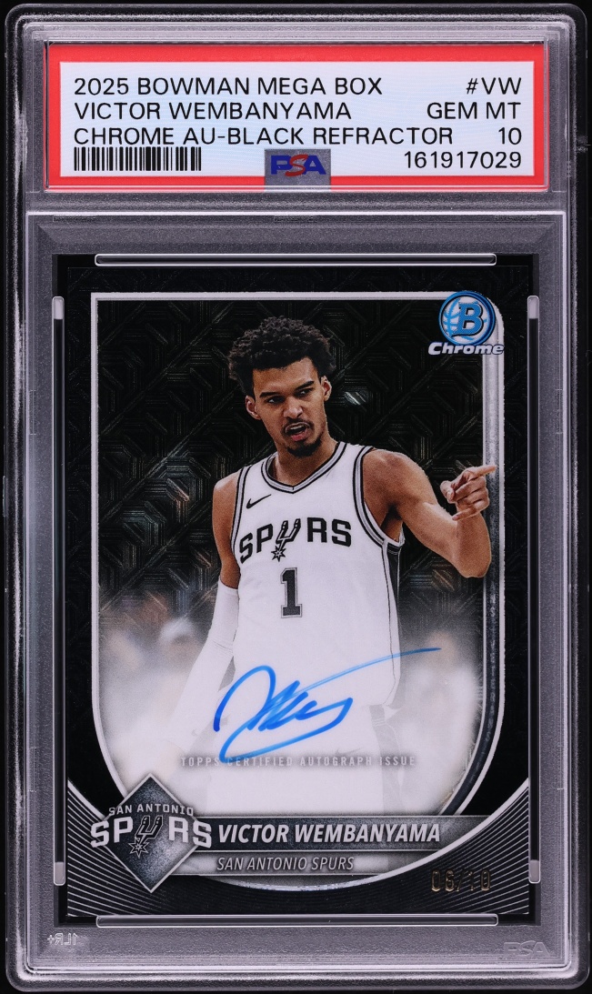 2025 Bowman Chrome Mega Box Black Refractor Victor Wembanyama AUTO /10 #BCA-VW PSA 10 GEM MINT