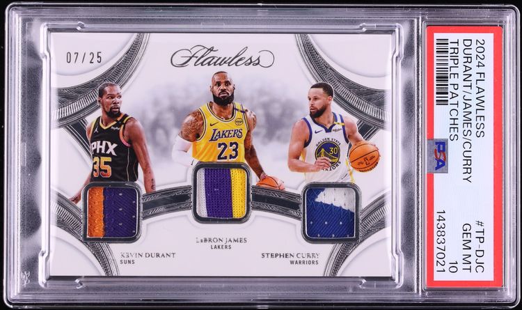 2024 Panini Flawless Triple Kevin Durant LeBron James Stephen Curry PATCH /25 #TPDJC PSA 10 GEM