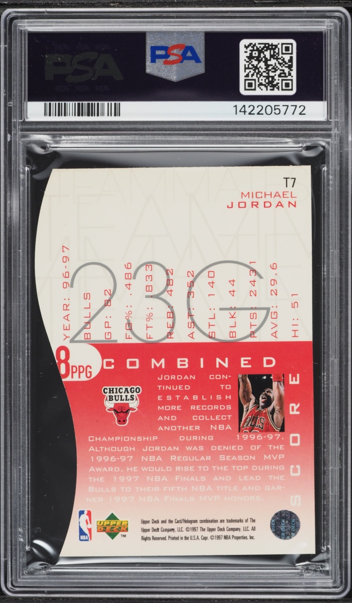 1997 Upper Deck Teammates Die-cut Michael Jordan #T7 PSA 9 MINT
