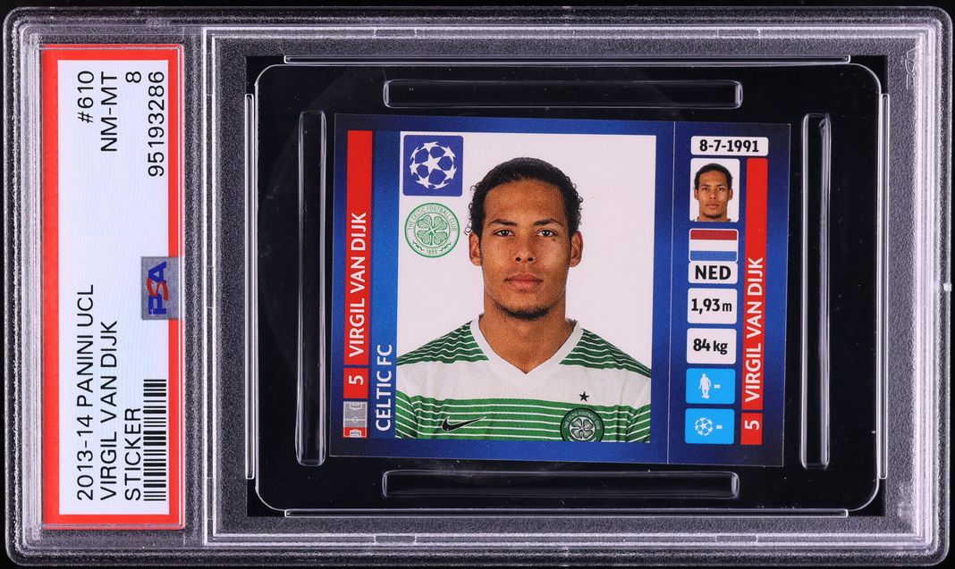 2013 Panini UEFA Champions League Stickers Virgil Van Dijk ROOKIE #610 PSA 8 NM-MT