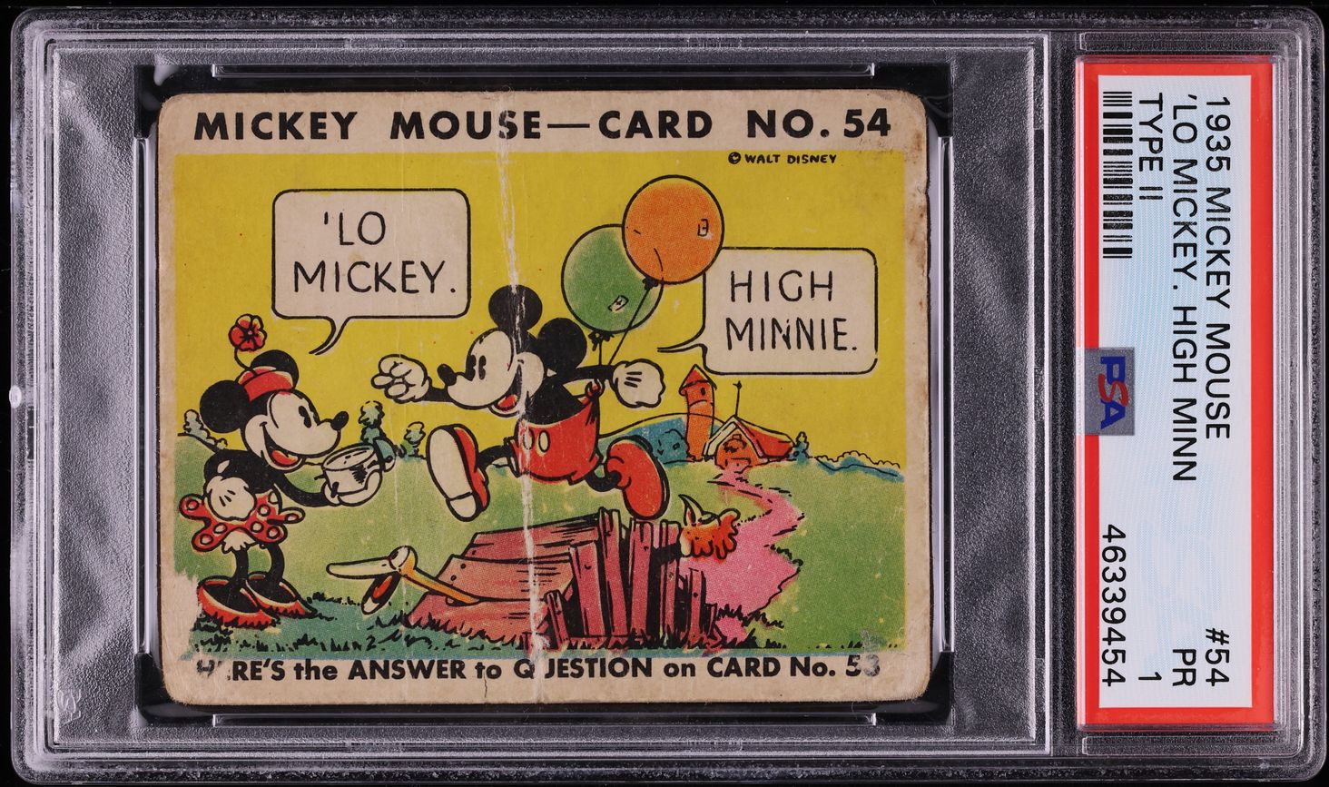 1935 Mickey Mouse Type II 'Lo Mickey High Minnie #54 PSA 1