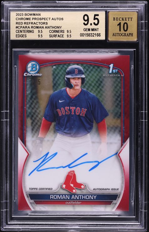 2023 Bowman Chrome Red Refractor Roman Anthony PROSPECT AUTO 1/5 BGS 9.5 GEM