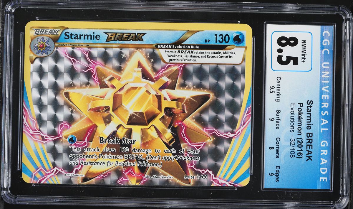 2016 Pokemon XY Evolutions Off-Center Alt Art Starmie BREAK #32 CGC 8.5 NM-MT+