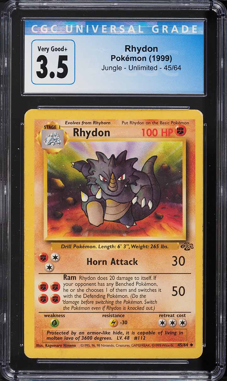 1999 Pokemon Jungle Rhydon #45 CGC 3.5 VG+