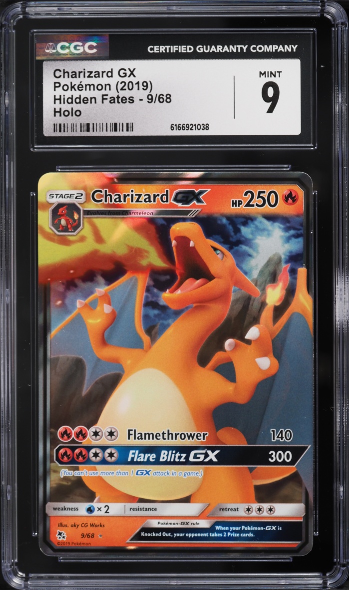 2019 Pokemon Sun & Moon Hidden Fates Charizard GX #9 CGC 9 MINT