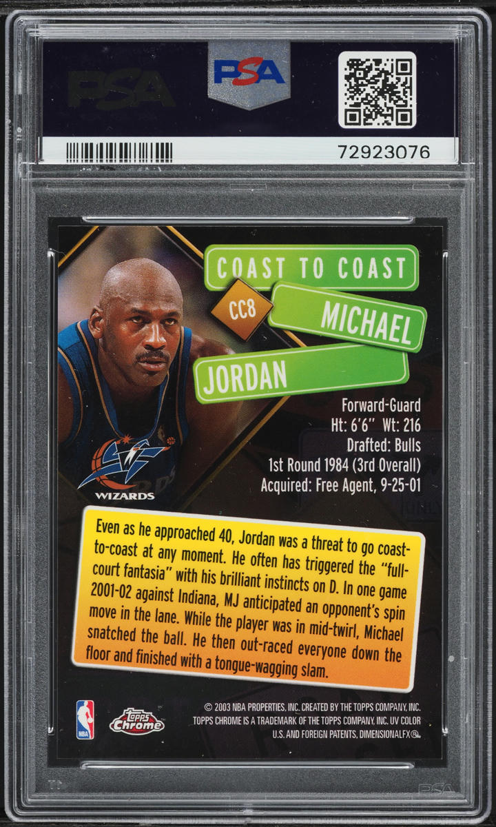 2002 Topps Coast To Coast Michael Jordan #CC8 PSA 10 GEM MINT