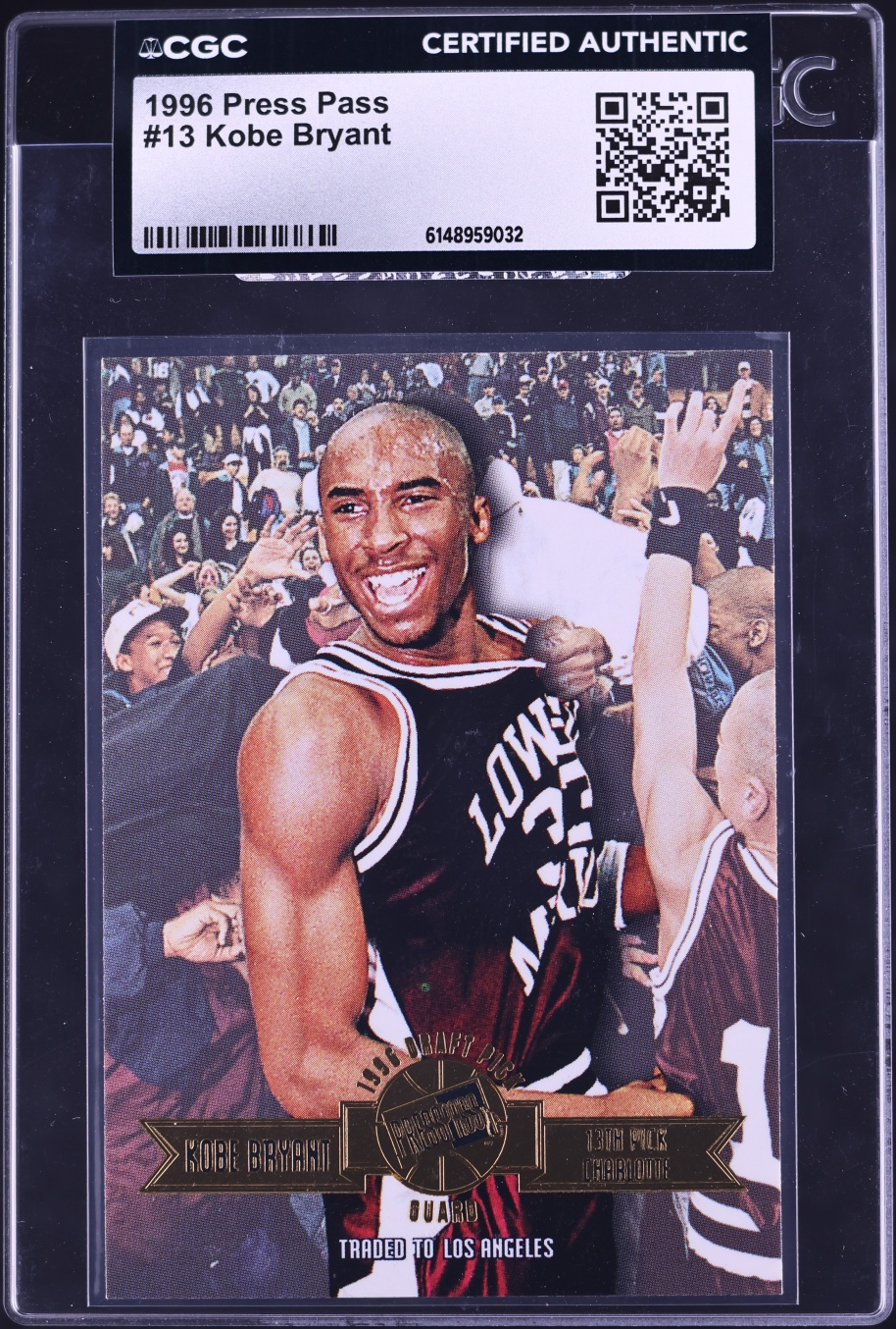 1996 Press Pass Basketball Kobe Bryant ROOKIE #13 CGC AUTH