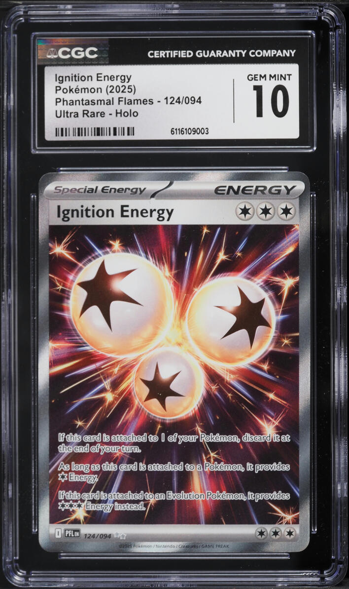 2025 Pokemon Mega Phantasmal Flames Full Art Ignition Energy #124 CGC 10 GEM MINT