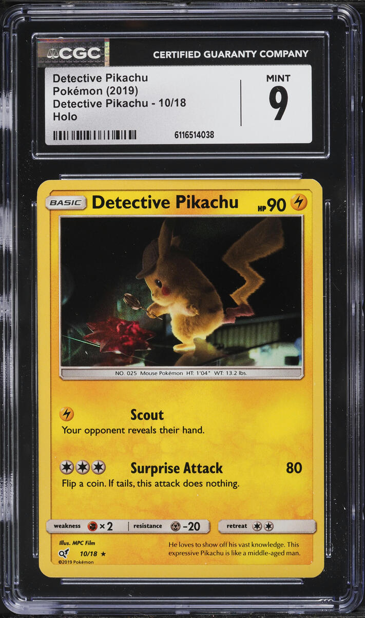 2019 Pokemon Sun & Moon Holo Detective Pikachu #10 CGC 9 MINT