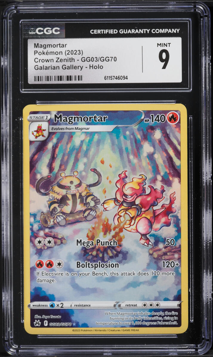 2023 Pokemon Sword & Shield Crown Zenith Full Art Magmortar #GG03 CGC 9 MINT