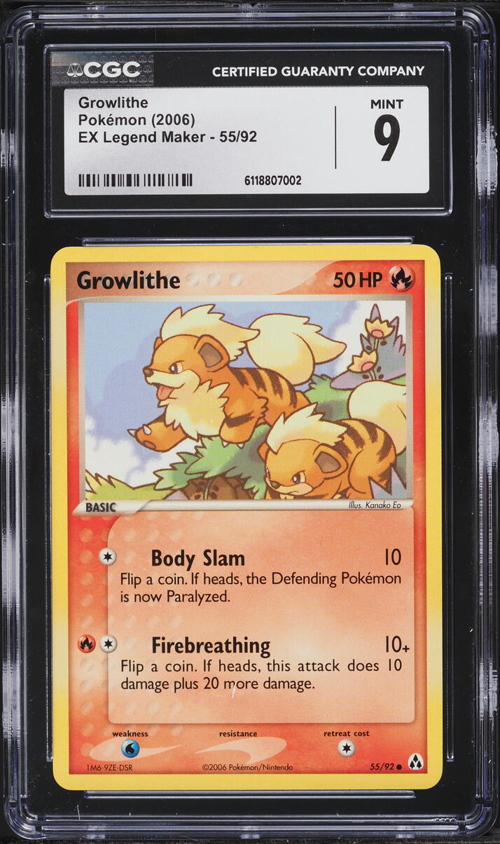 2006 Pokemon EX Legend Maker Growlithe #55 CGC 9 MINT
