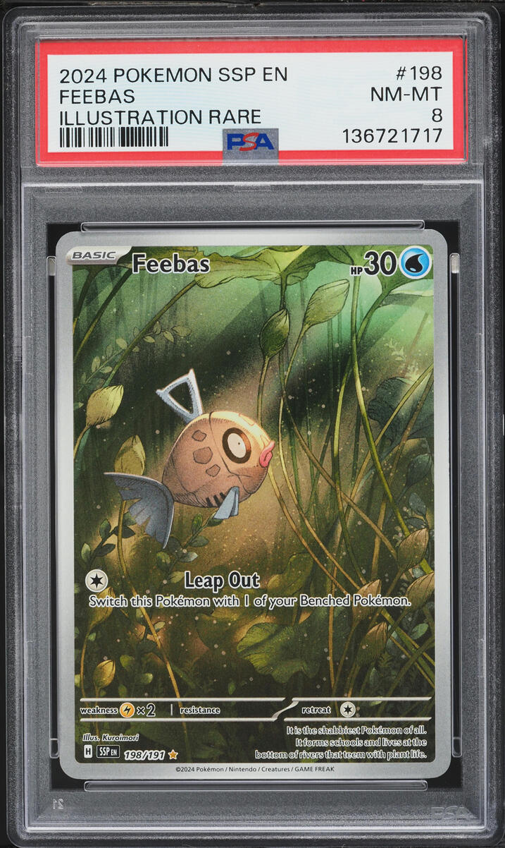 2024 Pokemon Scarlet & Violet Surging Sparks IR Feebas #198 PSA 8 NM-MT