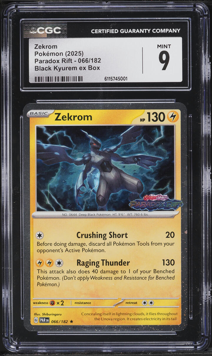 2025 Pokemon Scarlet & Violet Paradox Rift Black Kyurem Ex Box Zekrom #66 CGC 9 MINT