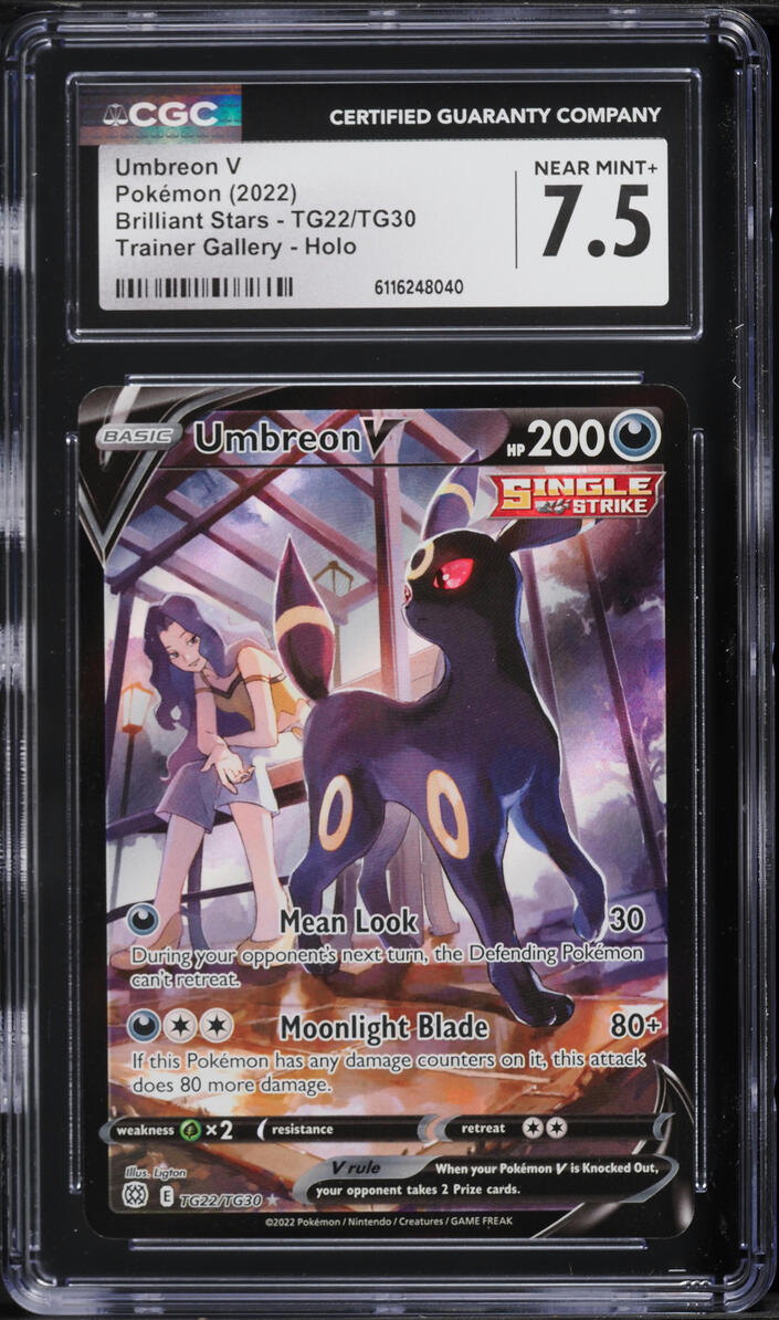 2022 Pokemon Sword & Shield Brilliant Stars CHR Umbreon V #TG22 CGC 7.5 NRMT+