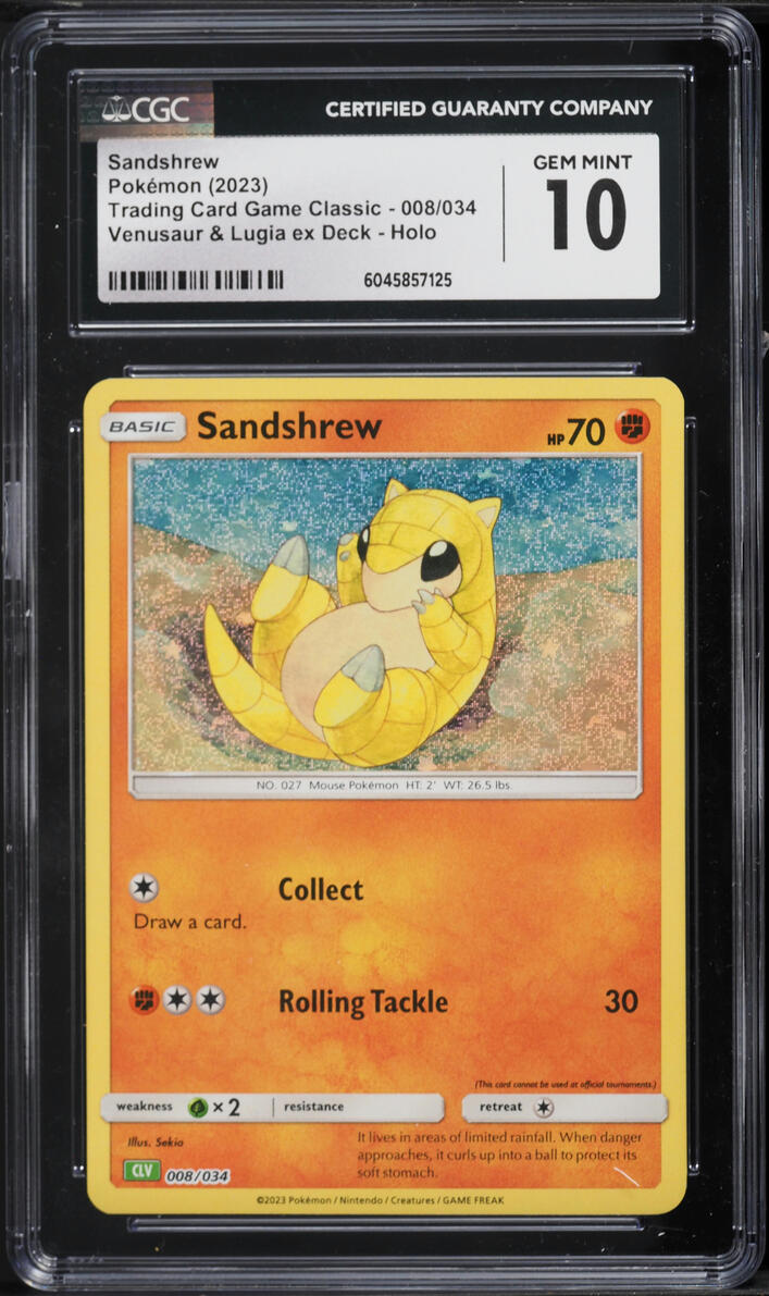 2023 Pokemon TCG Classic Collection Holo Sandshrew #8 CGC 10 GEM MINT