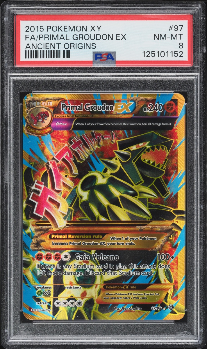 2015 Pokemon XY Ancient Origins Full Art Primal Groudon EX #97 PSA 8 NM-MT