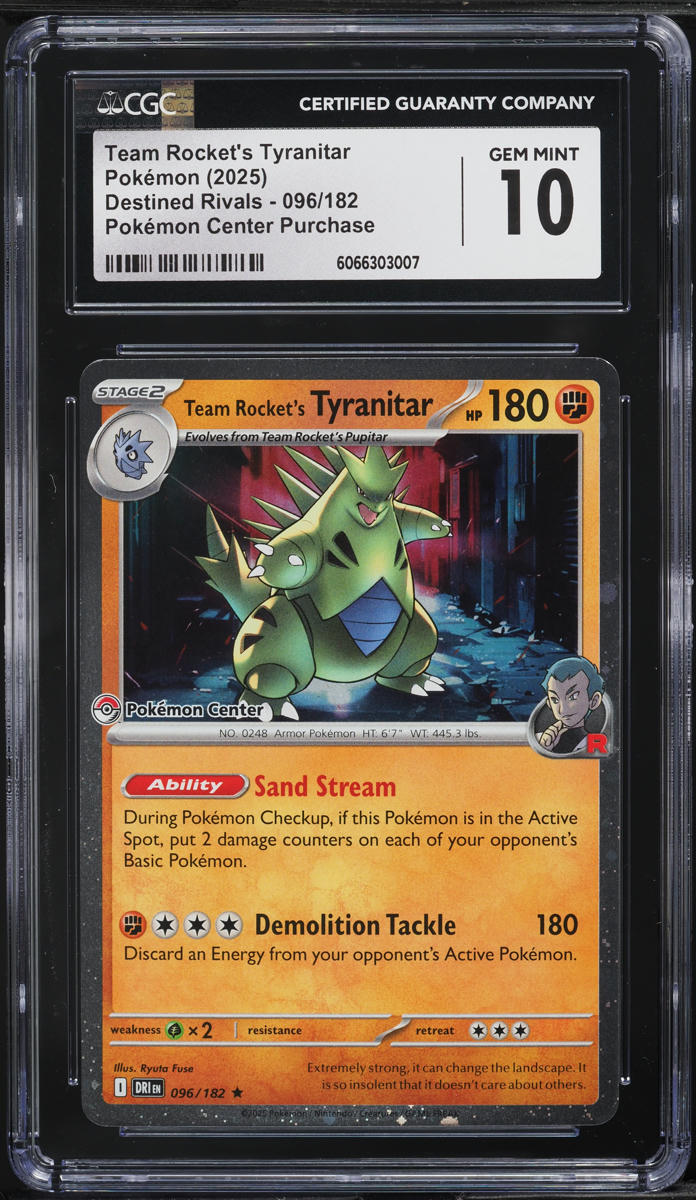 2025 Pokemon SV Destined Rivals Center Purchase Team Rocket's Tyranitar CGC 10