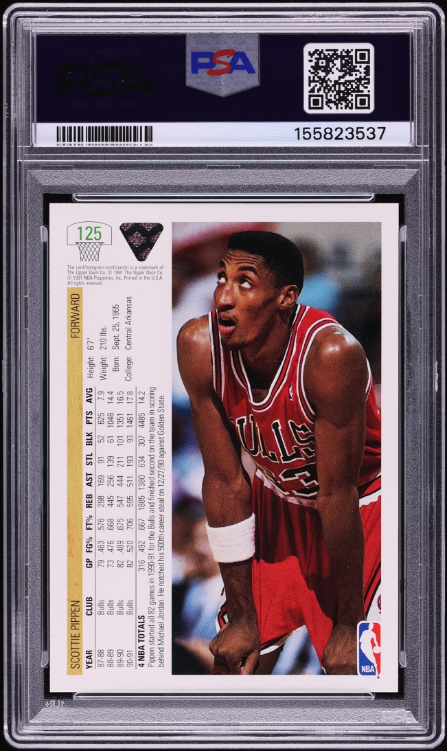 1991 Upper Deck Basketball Scottie Pippen #125 PSA 10 GEM MINT
