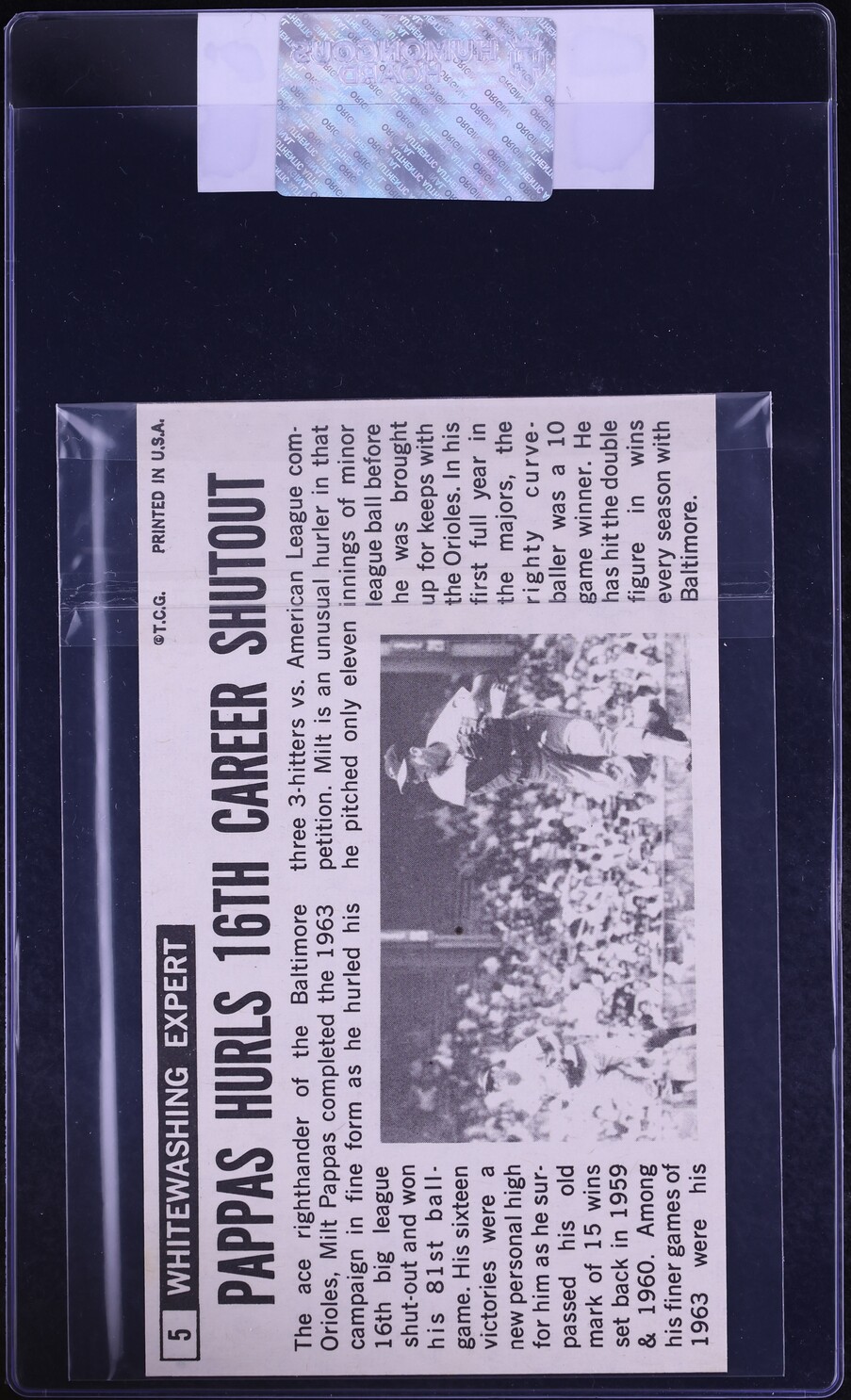 1964 Topps Giants Milt Pappas #5 CGC AUTH