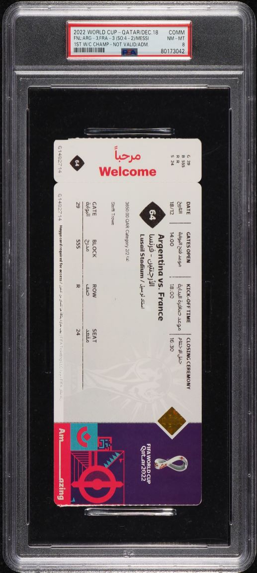 2022 World Cup Qatar Commemorative 1st W/c Champ Not Valid #COMM PSA 8 NM-MT