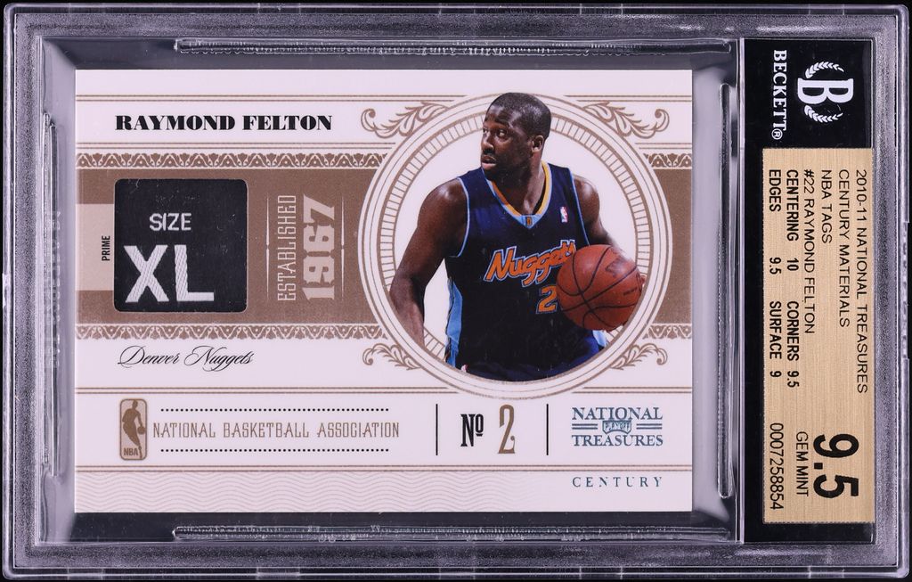 2010 Playoff National Treasures Century Tags Raymond Felton PATCH 1/1 #22 BGS 9.5 GEM MINT - Photo 1