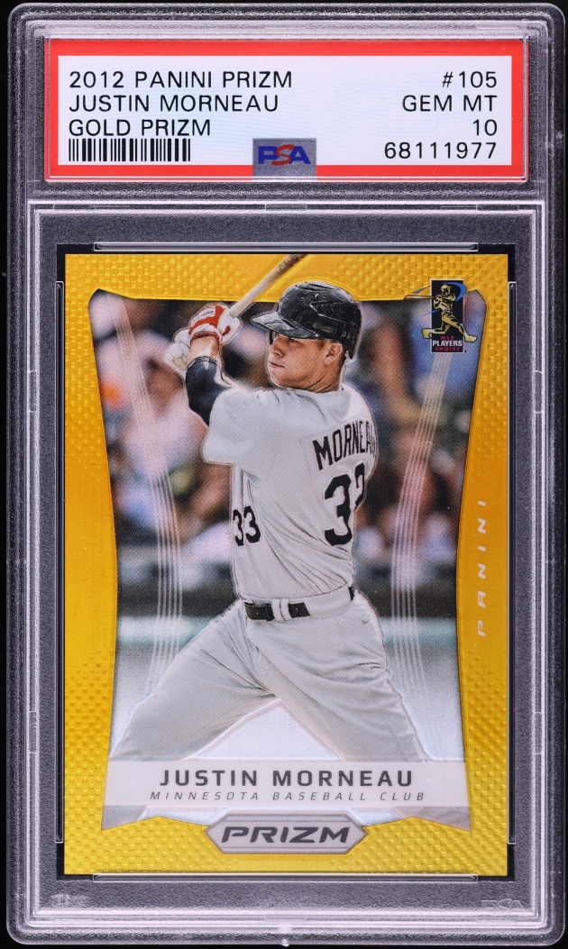 2012 Panini Prizm Gold Justin Morneau /10 #105 PSA 10 GEM MINT - Photo 1