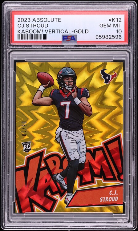 2023 Absolute Kaboom Vertical Gold C.J. Stroud ROOKIE /10 #K12 PSA 10 GEM MINT