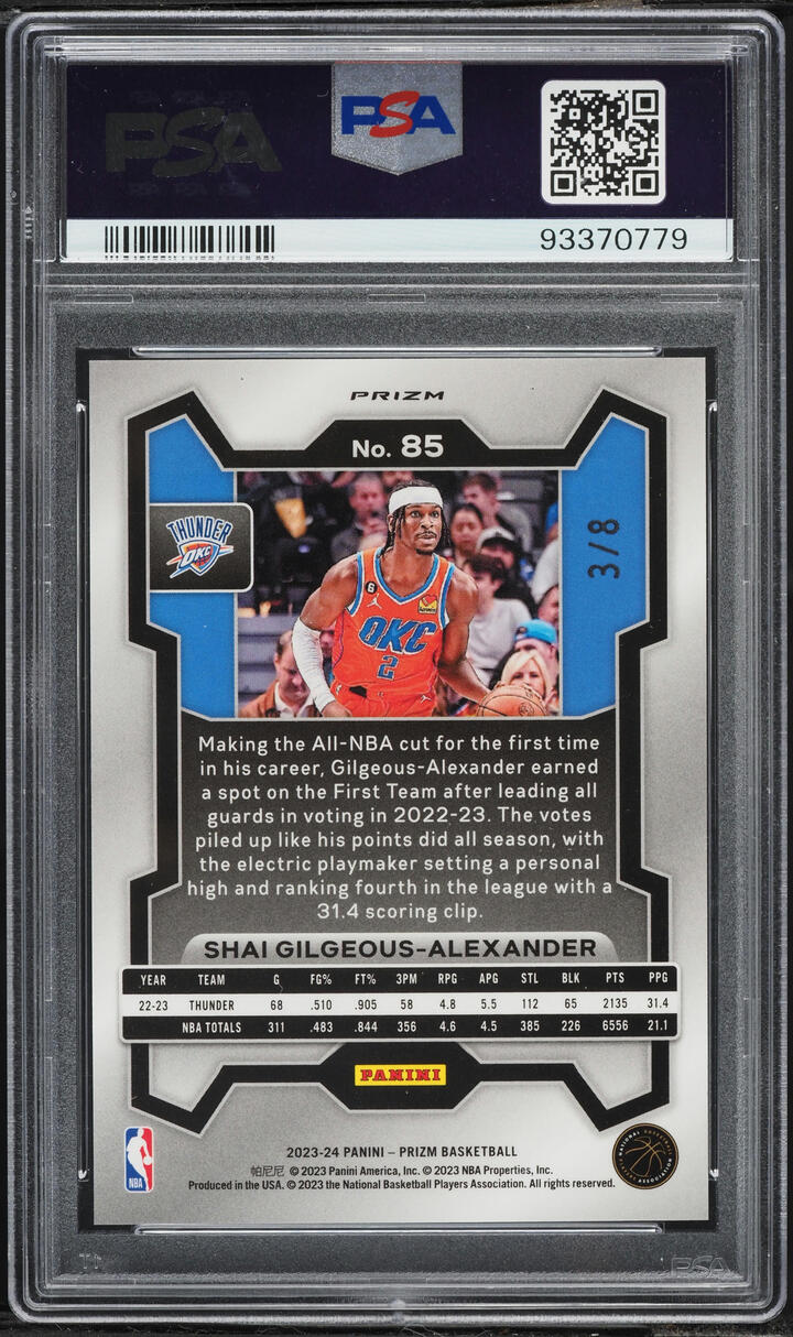 2023 Panini Prizm Green Choice Shai Gilgeous-Alexander /8 #85 PSA 10 GEM MINT