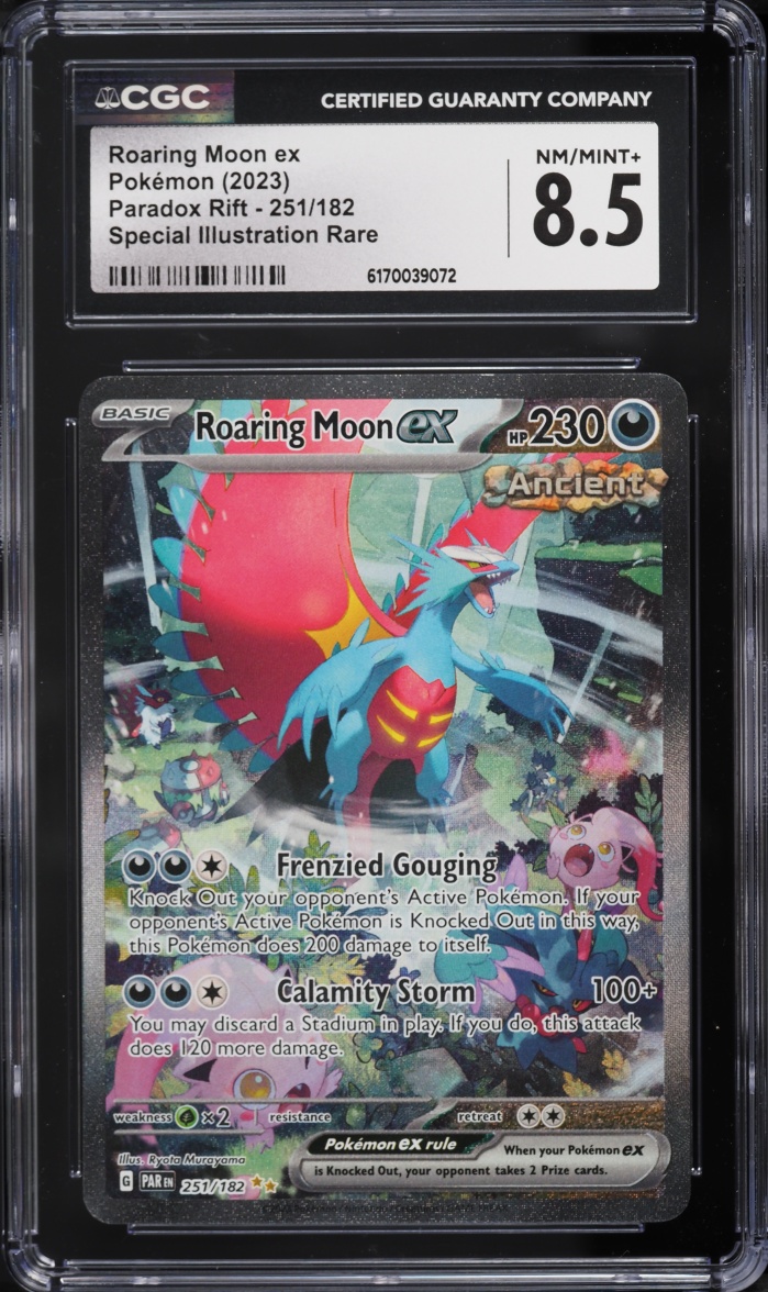 2023 Pokemon Scarlet & Violet Paradox Rift SIR Roaring Moon Ex #251 CGC 8.5 NM-MT+