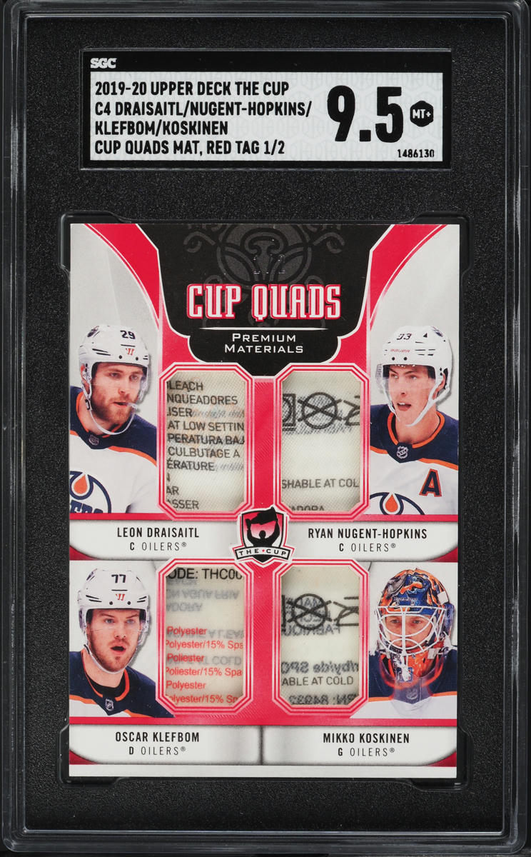 2019 UD The Cup Red Draisaitl Nugent-Hopkins Klefbom Koskinen PATCH 1/2 SGC 9.5