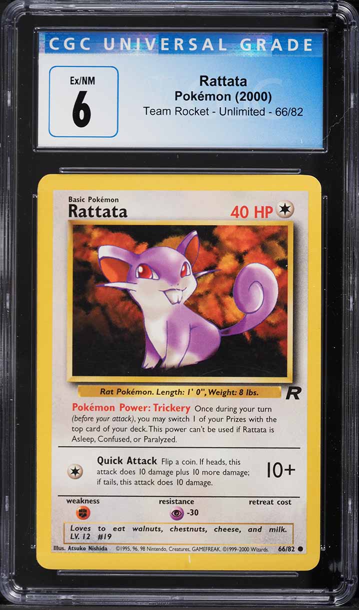 2000 Pokemon Team Rocket Rattata #66 CGC 6 EXMT