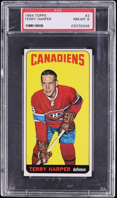1964 Topps Hockey Terry Harper #3 PSA 8 NM-MT