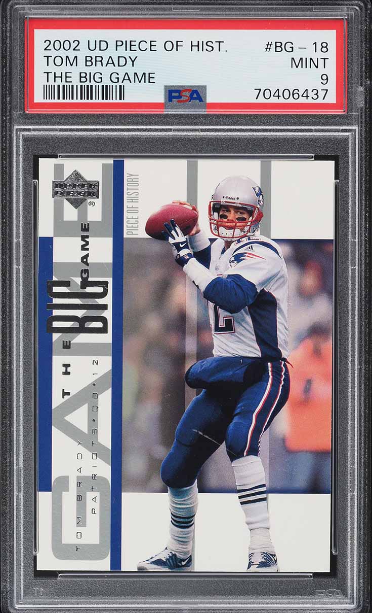 2002 Upper Deck Piece Of History the Big Game Tom Brady #BG-18 PSA 9 MINT