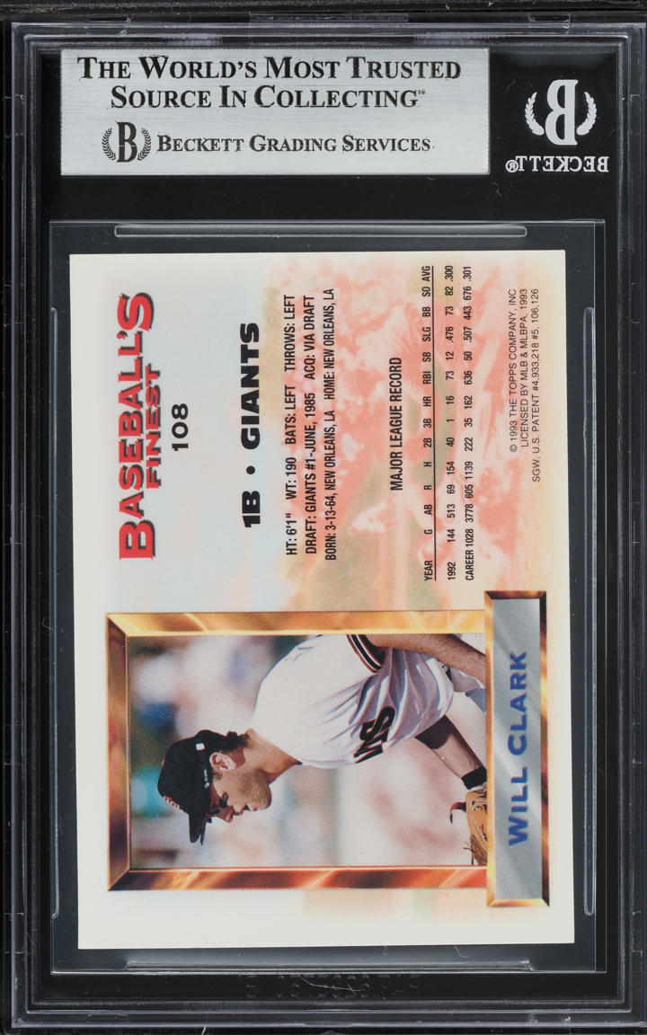 1993 Finest Refractor Will Clark #108 BGS 7 NRMT