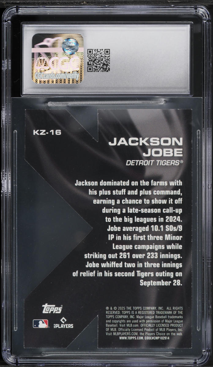 2025 Topps K Zone Die-Cut Jackson Jobe ROOKIE #KZ-16 CGC 9 MINT