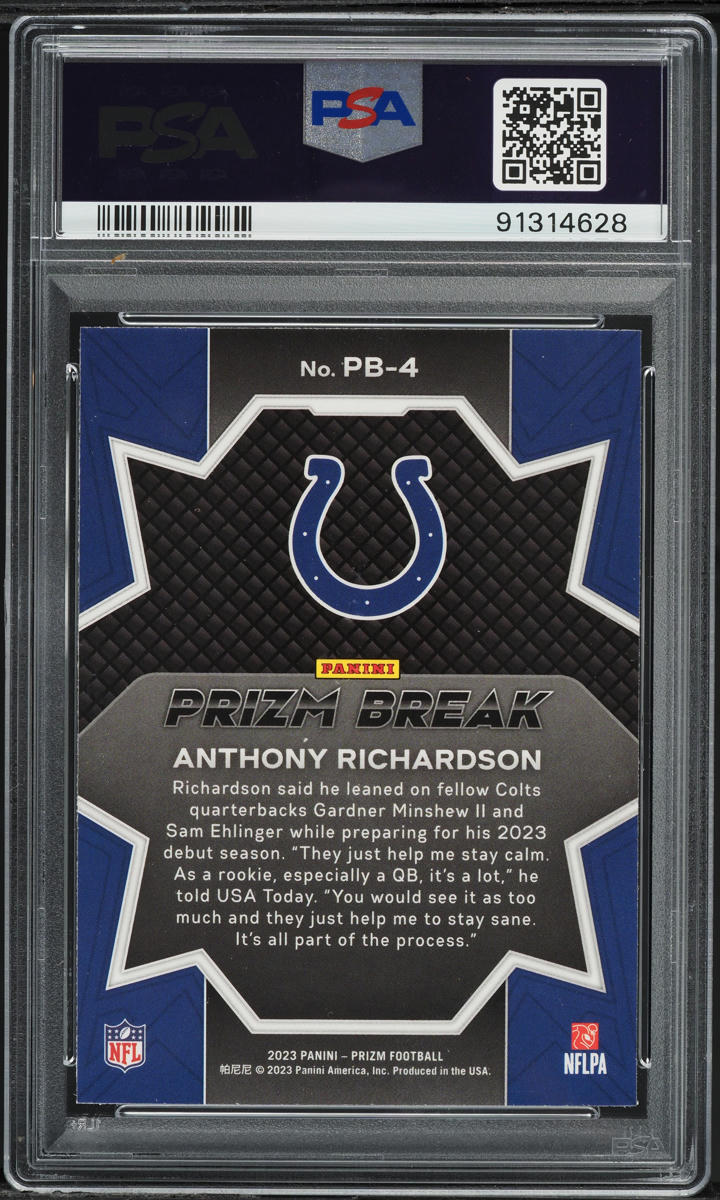 2023 Panini Prizm Break Anthony Richardson ROOKIE #PB-4 PSA 10 GEM MINT