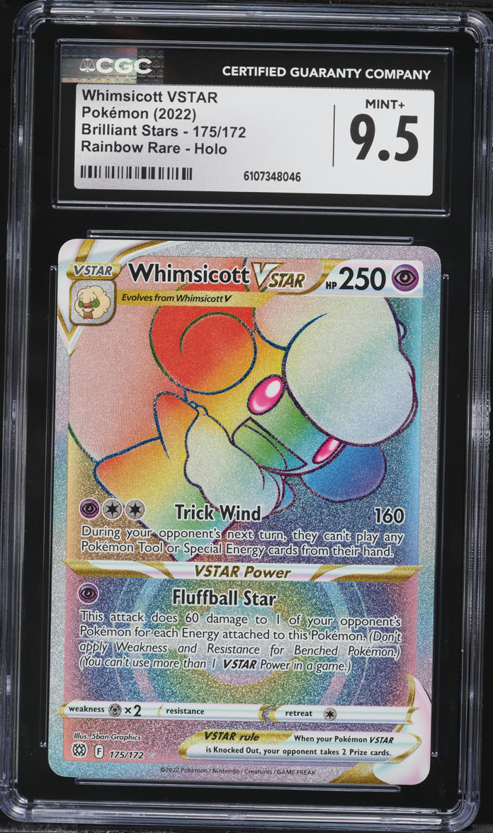 2022 Pokemon Sword & Shield Brilliant Stars Rainbow Rare Whimsicott VSTAR #175 CGC 9.5 MINT+