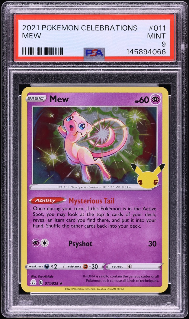 2021 Pokemon Sword & Shield Celebrations Holo Mew #11 PSA 9 MINT