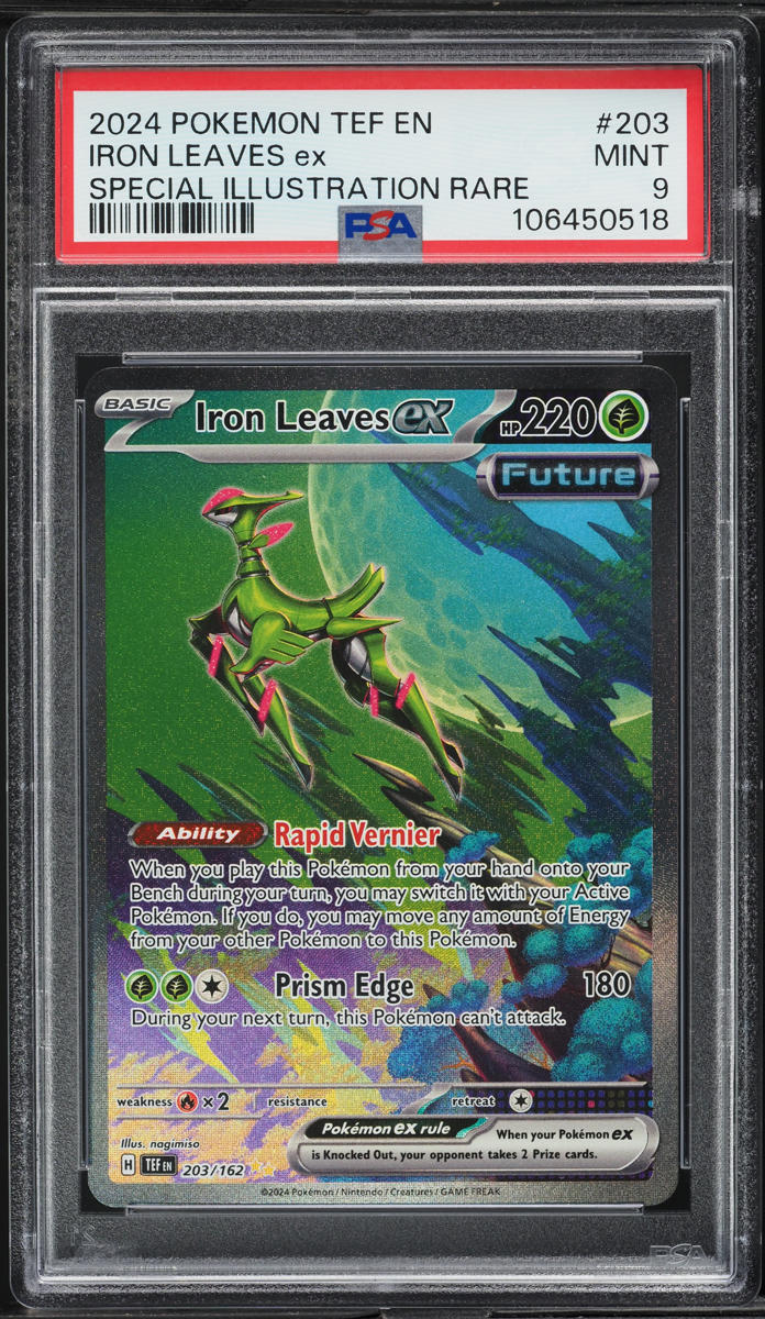 2024 Pokemon Scarlet & Violet Temporal Forces SIR Iron Leaves ex #203 PSA 9 MINT
