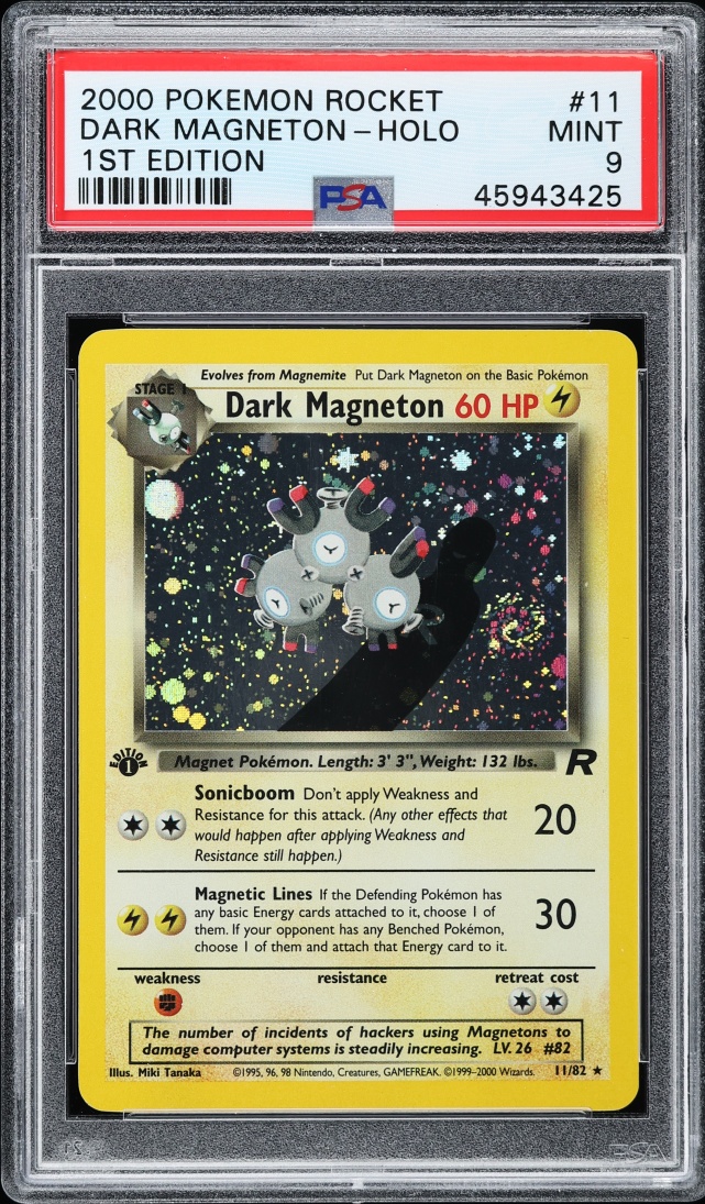 2000 Pokemon Team Rocket 1st Edition Holo Dark Magneton #11 PSA 9 MINT