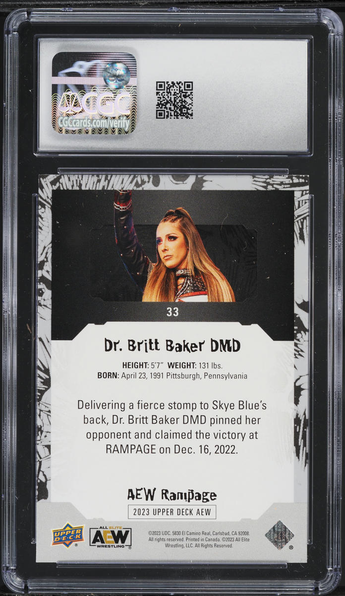 2023 Upper Deck AEW Rampage Dr. Britt Baker #33 CGC 10 GEM MINT