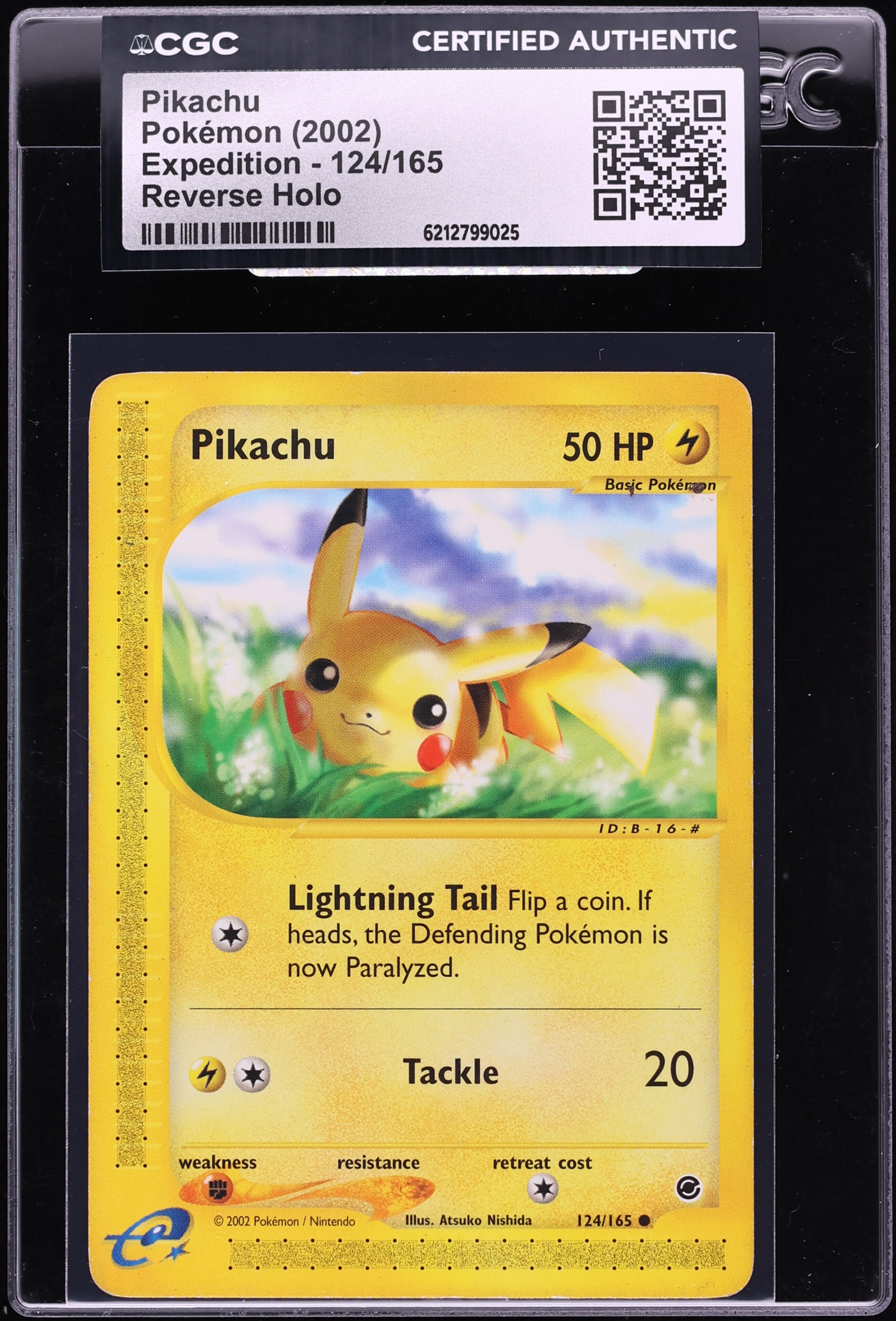 2002 Pokemon Expedition Reverse Holo Pikachu #124 CGC AUTH