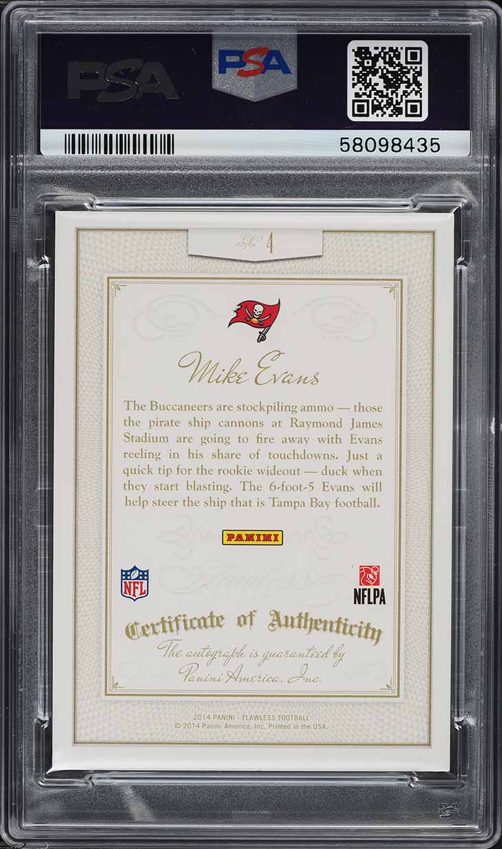 2014 Panini Flawless Emerald Mike Evans ROOKIE AUTO /5 #4 PSA 10 GEM MINT