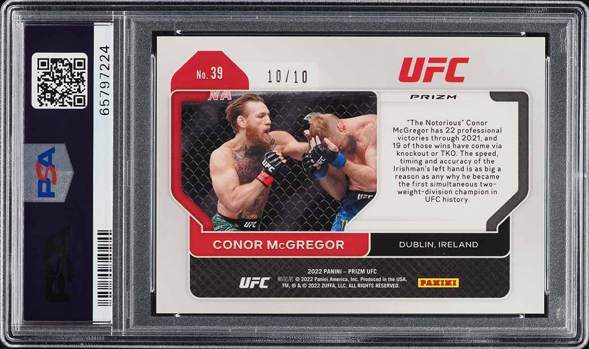 2022 Panini Prizm UFC Gold Prizms Conor McGregor 10/10 #39 PSA 10 GEM MINT