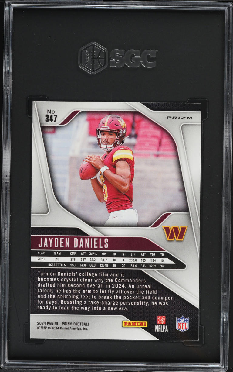 2024 Panini Prizm Red White Blue Jayden Daniels ROOKIE #347 SGC 8.5 NM-MT+