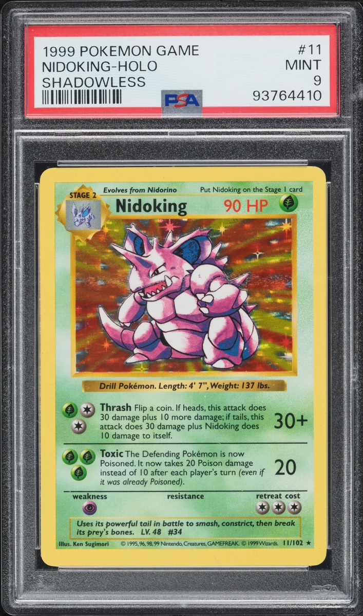 1999 Pokemon Base Set Shadowless Holo Nidoking #11 PSA 9 MINT